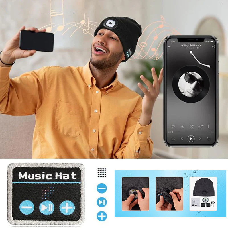 LED Bluetooth Beanie with Detachable Speakers - Image 4
