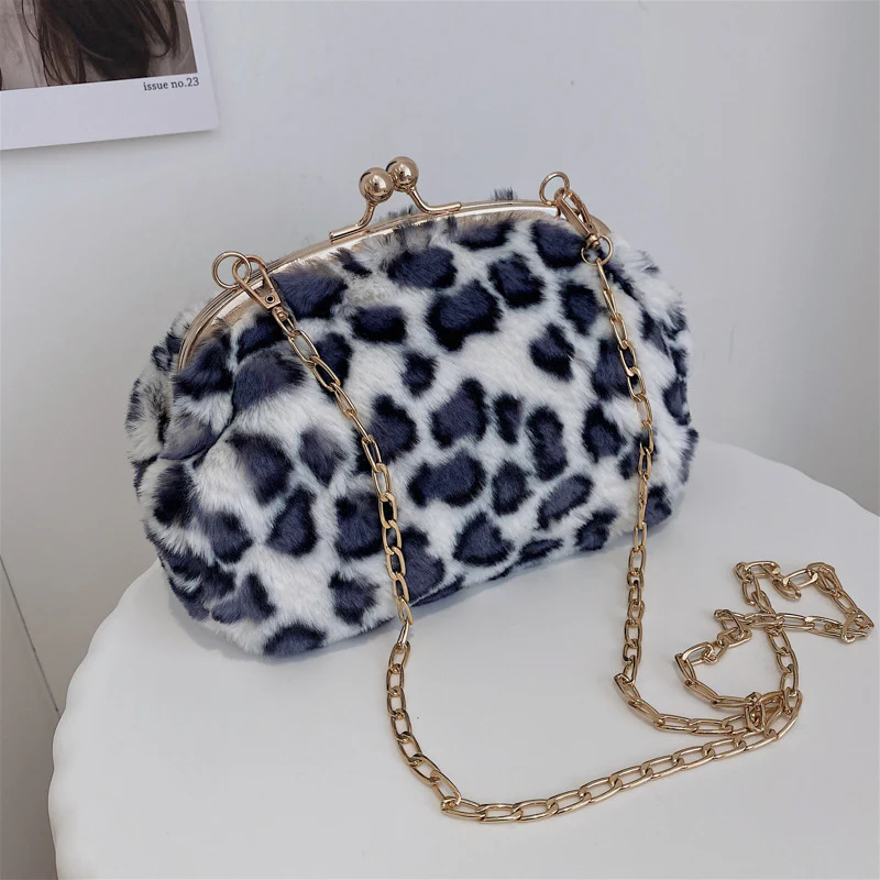 Leopard Print Plush Crossbody Bag - Image 11