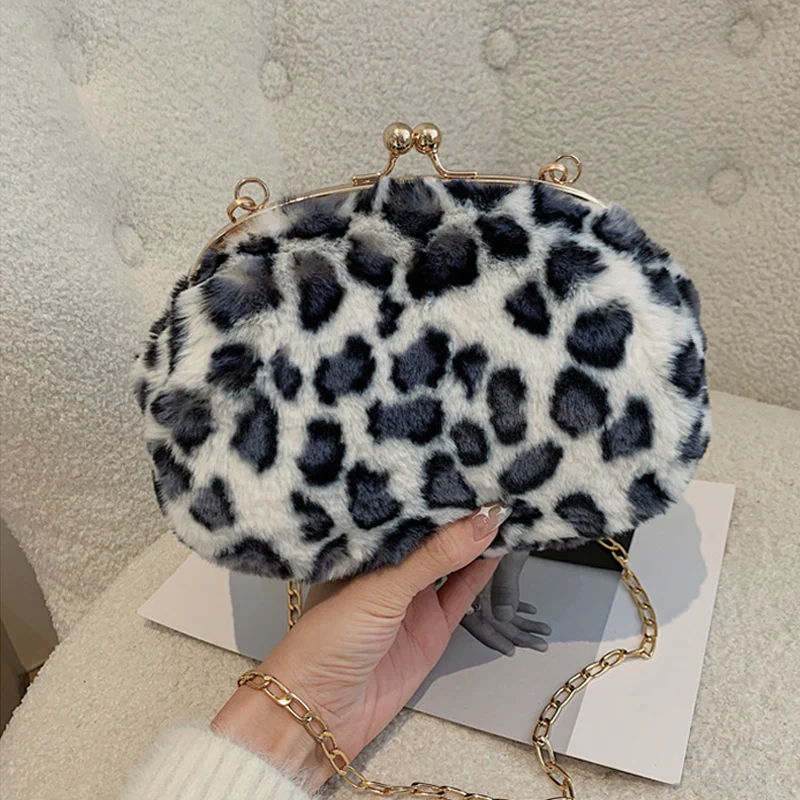 Leopard Print Plush Crossbody Bag - Image 12