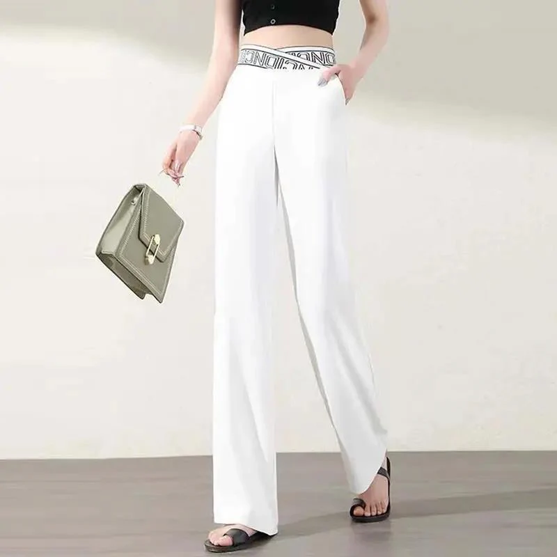 Letter High Waist Wide Leg Pants - Image 2