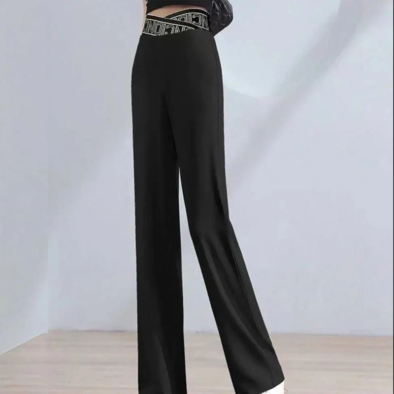 Letter High Waist Wide Leg Pants - Image 3