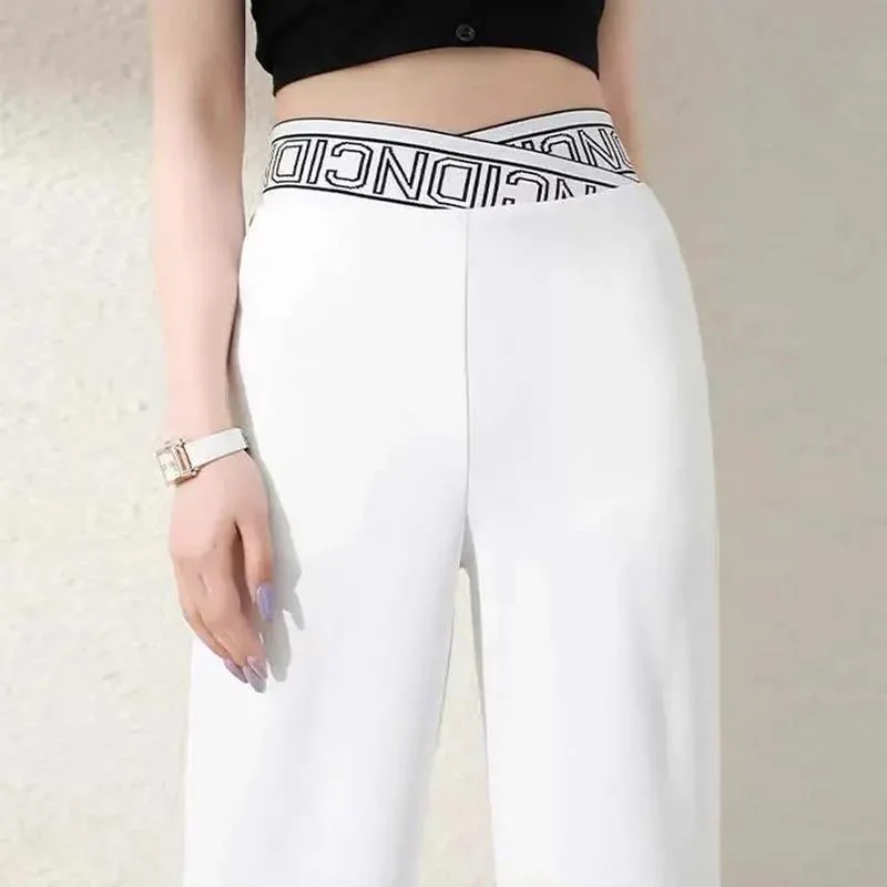 Letter High Waist Wide Leg Pants - Image 4