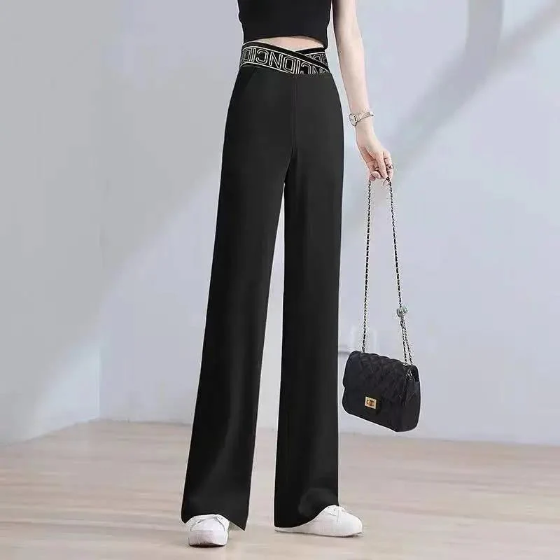 Letter High Waist Wide Leg Pants - Image 5