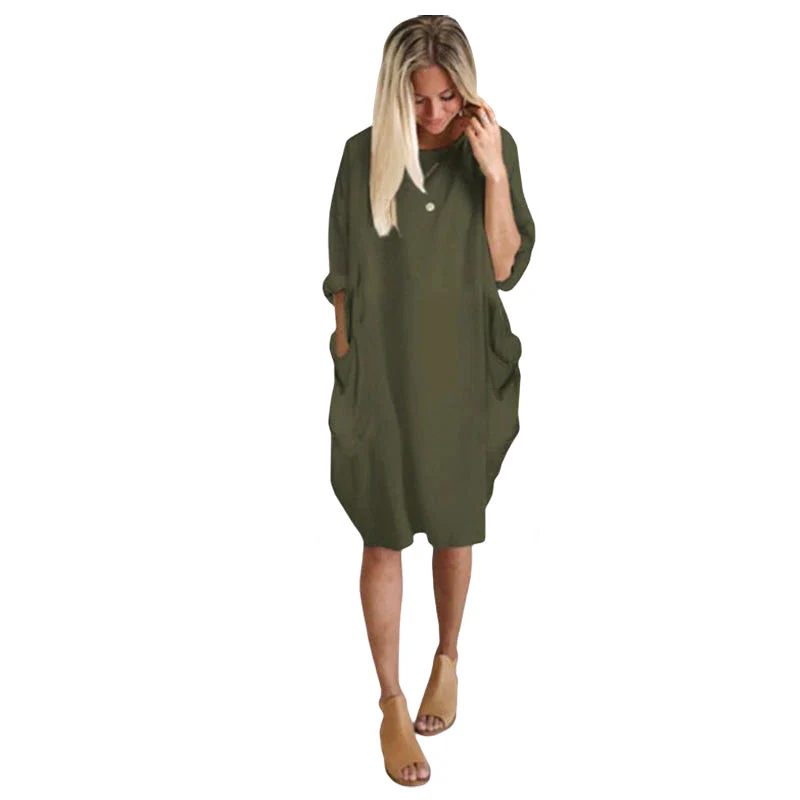 Loose Swing Panel Long Dress - Image 2