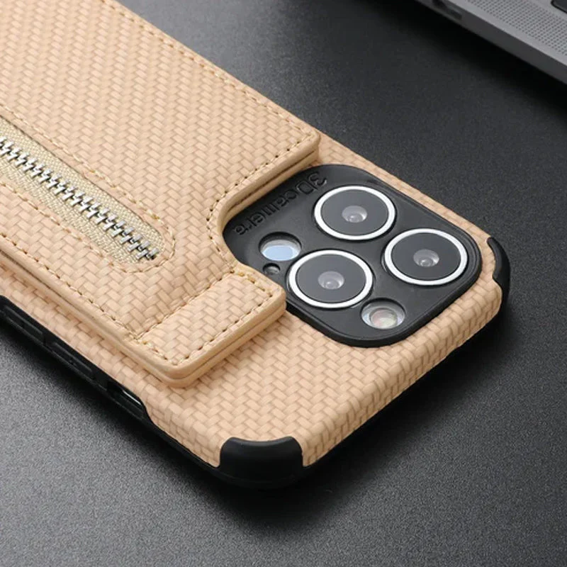Magnetic Zipper Wallet Cover With Credit Card Holder for iPhone - Image 10