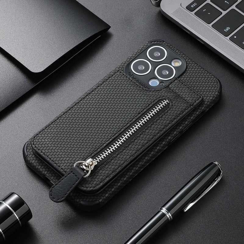 Magnetic Zipper Wallet Cover With Credit Card Holder for iPhone - Image 11