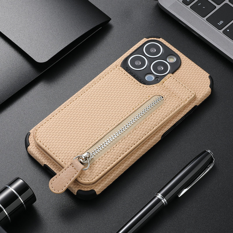 Magnetic Zipper Wallet Cover With Credit Card Holder for iPhone - Image 12