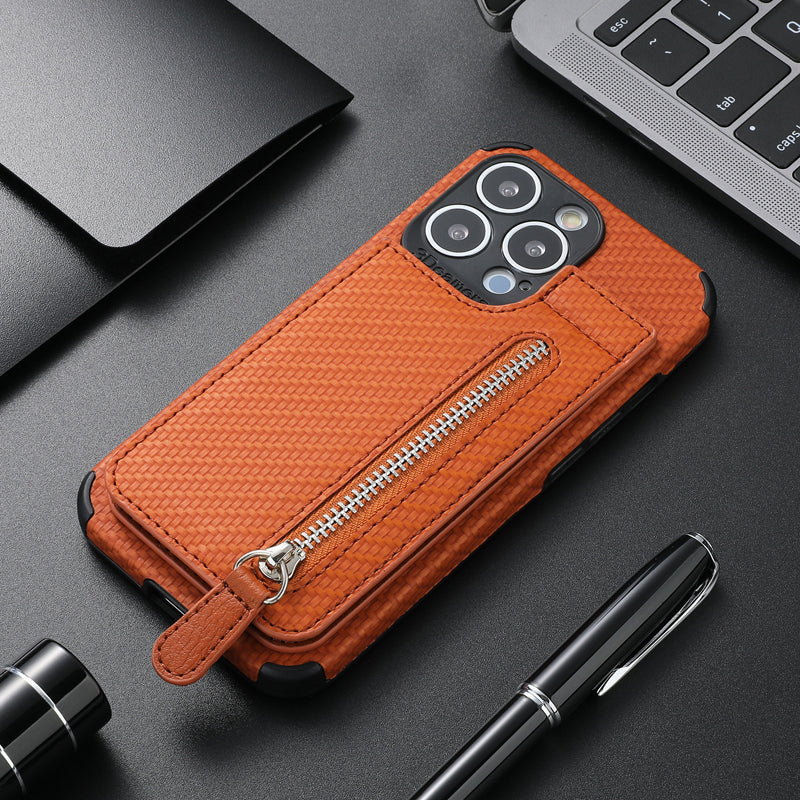 Magnetic Zipper Wallet Cover With Credit Card Holder for iPhone - Image 13