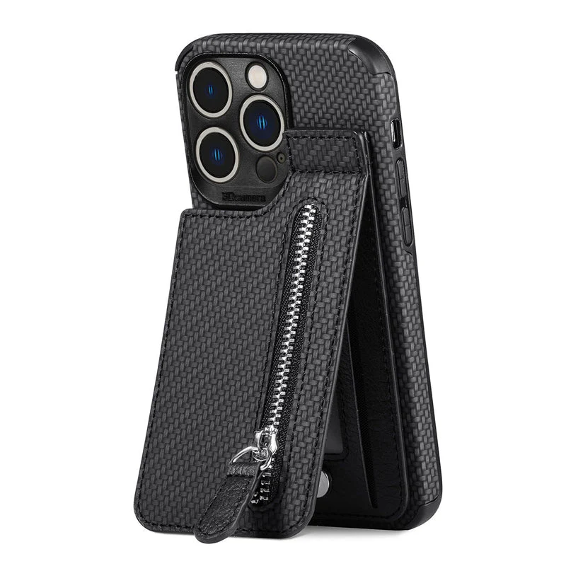 Magnetic Zipper Wallet Cover With Credit Card Holder for iPhone - Image 14