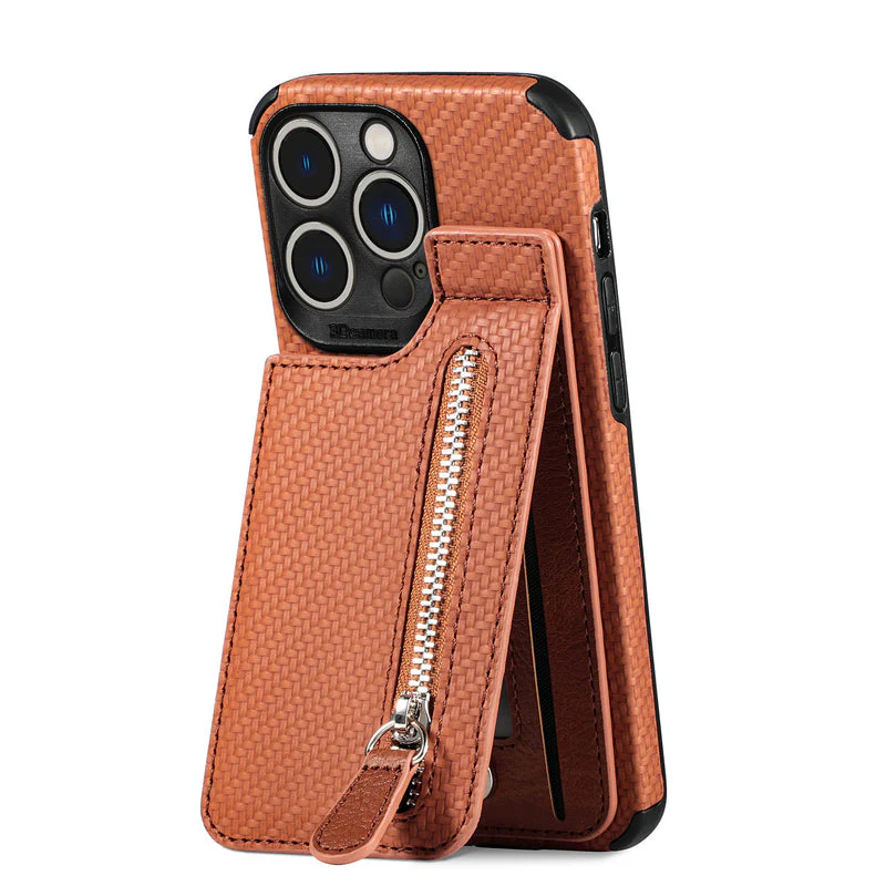 Magnetic Zipper Wallet Cover With Credit Card Holder for iPhone - Image 15