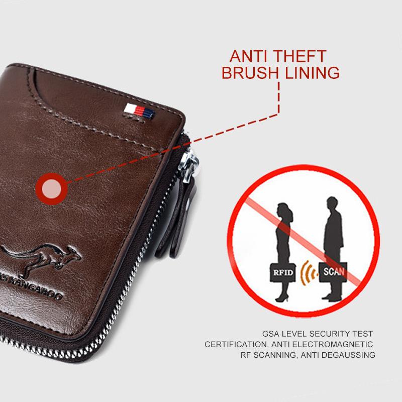 Men Wallet Zipper Genuine Leather Purse ( RFID PROTECTED ) - Image 6