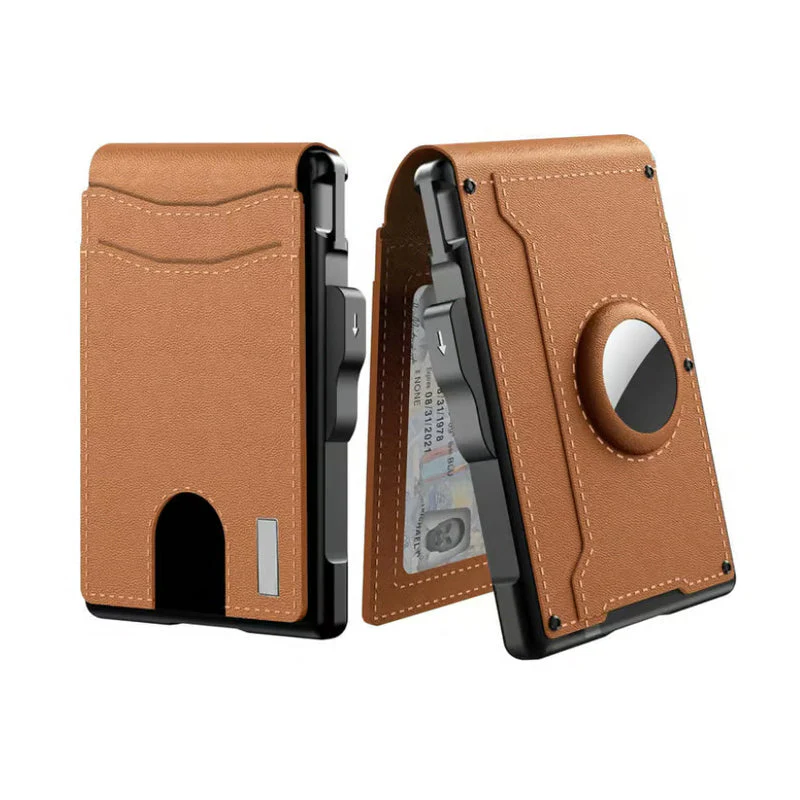 Men's Business Style Pu Leather Card Slots for AirTag - Image 11