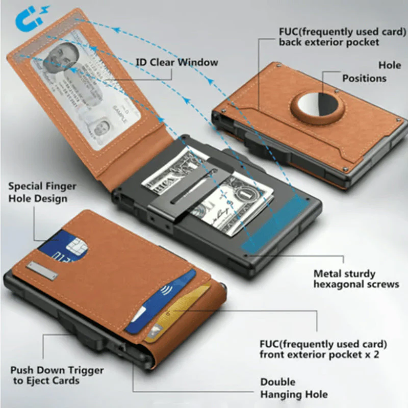 Men's Business Style Pu Leather Card Slots for AirTag - Image 12