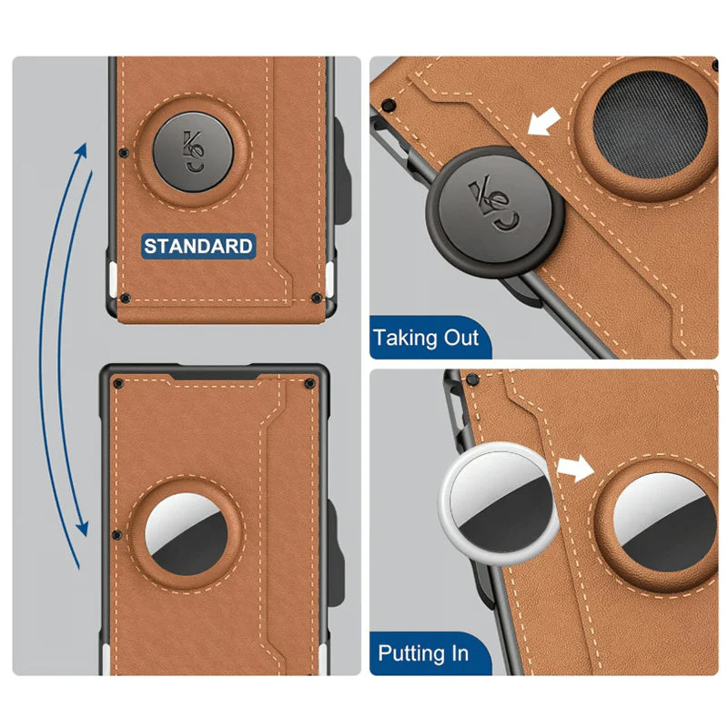 Men's Business Style Pu Leather Card Slots for AirTag - Image 14