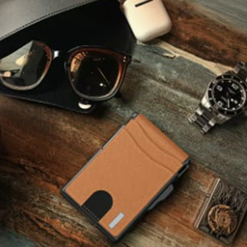 Men's Business Style Pu Leather Card Slots for AirTag - Image 17