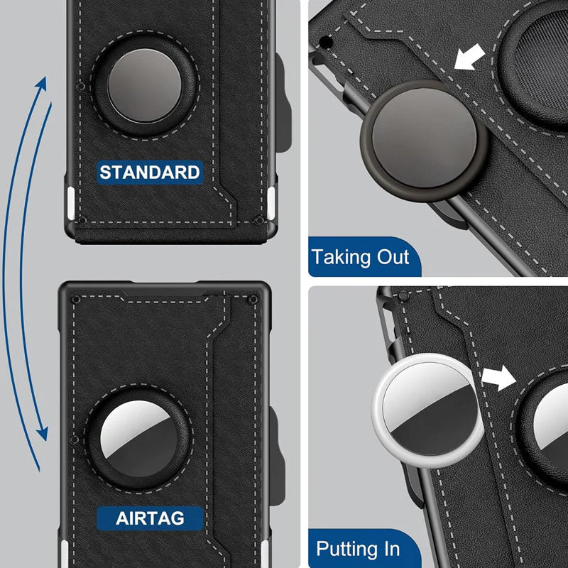 Men's Business Style Pu Leather Card Slots for AirTag - Image 5