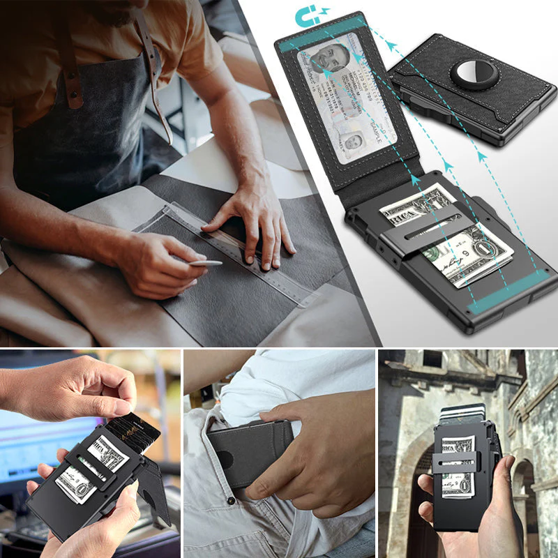 Men's Business Style Pu Leather Card Slots for AirTag - Image 6