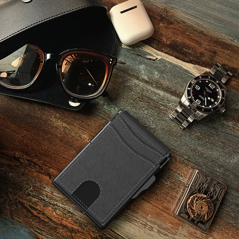 Men's Business Style Pu Leather Card Slots for AirTag - Image 7
