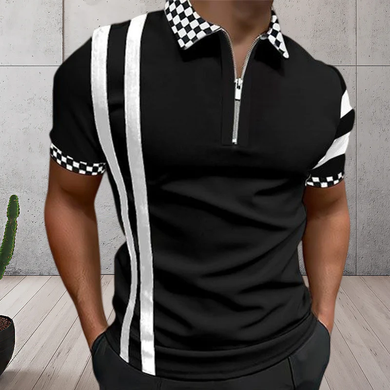 Men's Colorblock Zip Polo Shirt - Image 10