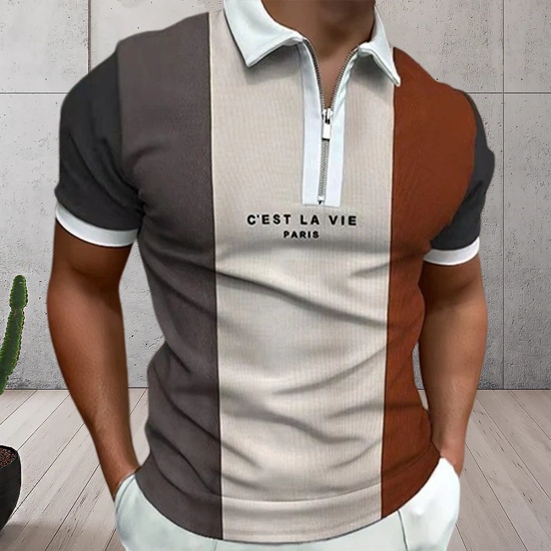 Men's Colorblock Zip Polo Shirt - Image 11