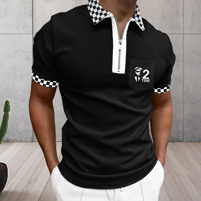 Men's Colorblock Zip Polo Shirt - Image 2