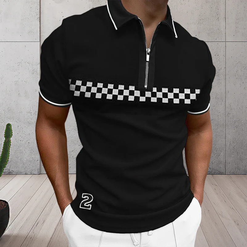 Men's Colorblock Zip Polo Shirt - Image 3