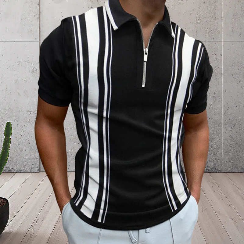 Men's Colorblock Zip Polo Shirt - Image 7