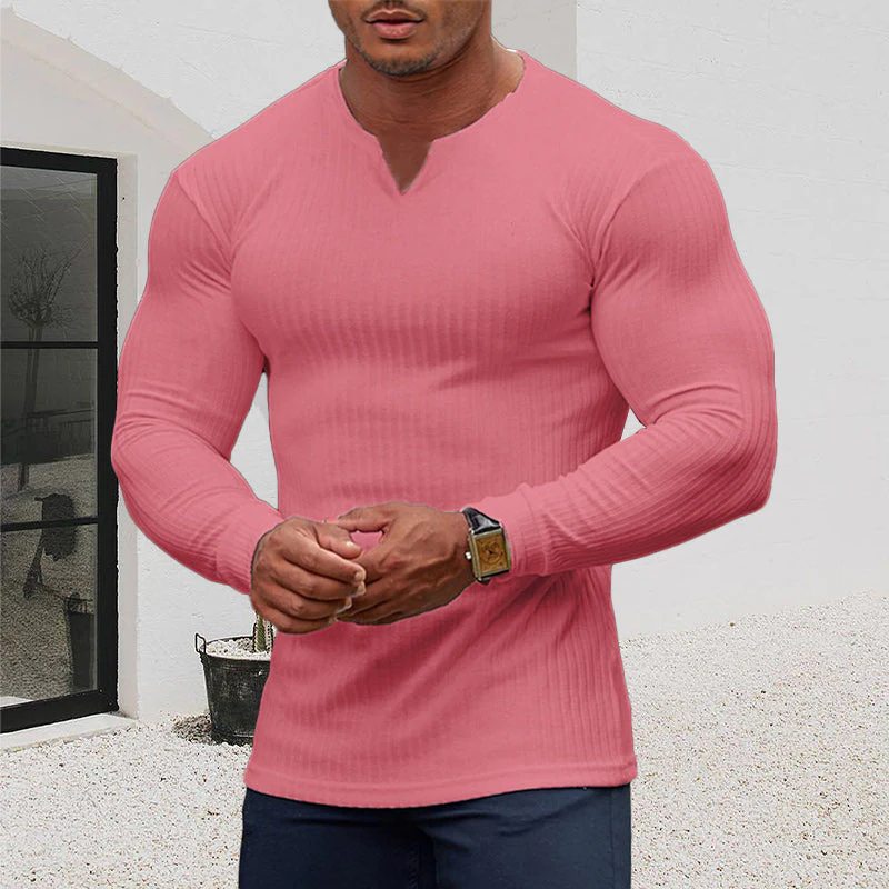 Men's V-Neck Basic Solid Color Shirt - Image 10