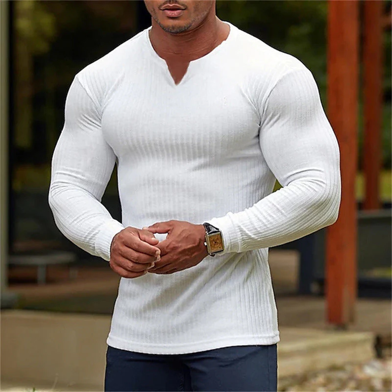 Men's V-Neck Basic Solid Color Shirt - Image 11