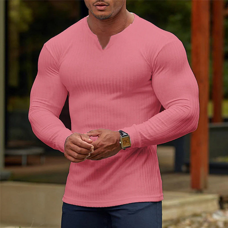 Men's V-Neck Basic Solid Color Shirt - Image 12