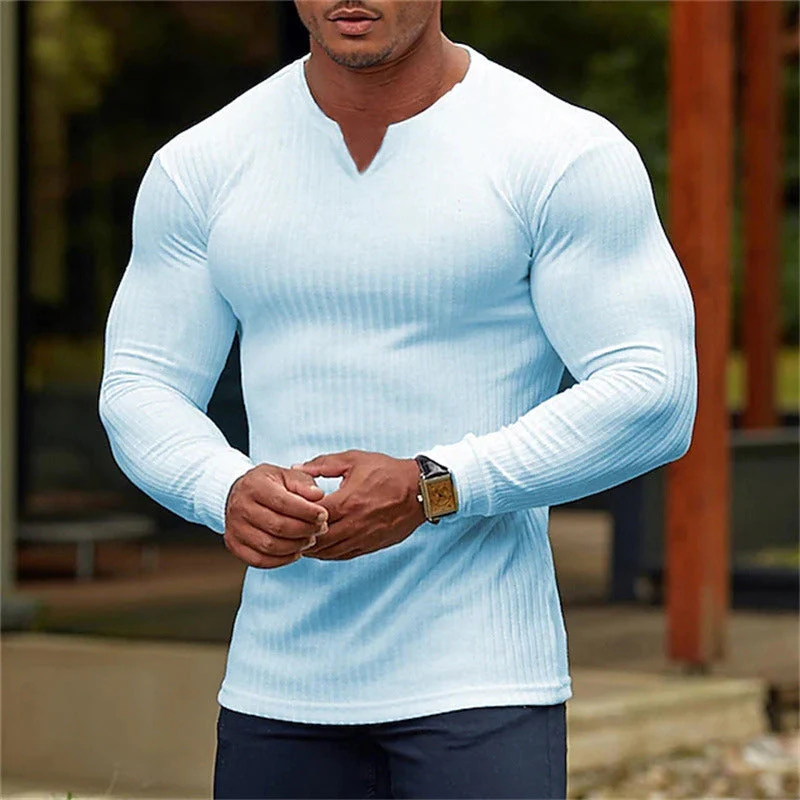 Men's V-Neck Basic Solid Color Shirt - Image 13