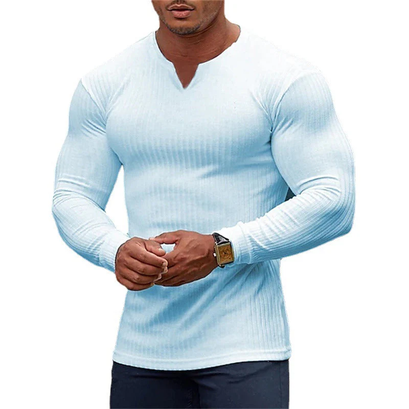 Men's V-Neck Basic Solid Color Shirt - Image 2