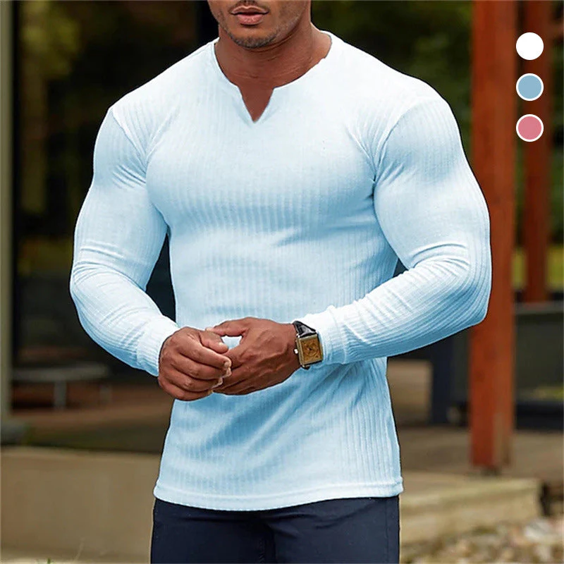 Men's V-Neck Basic Solid Color Shirt - Image 4