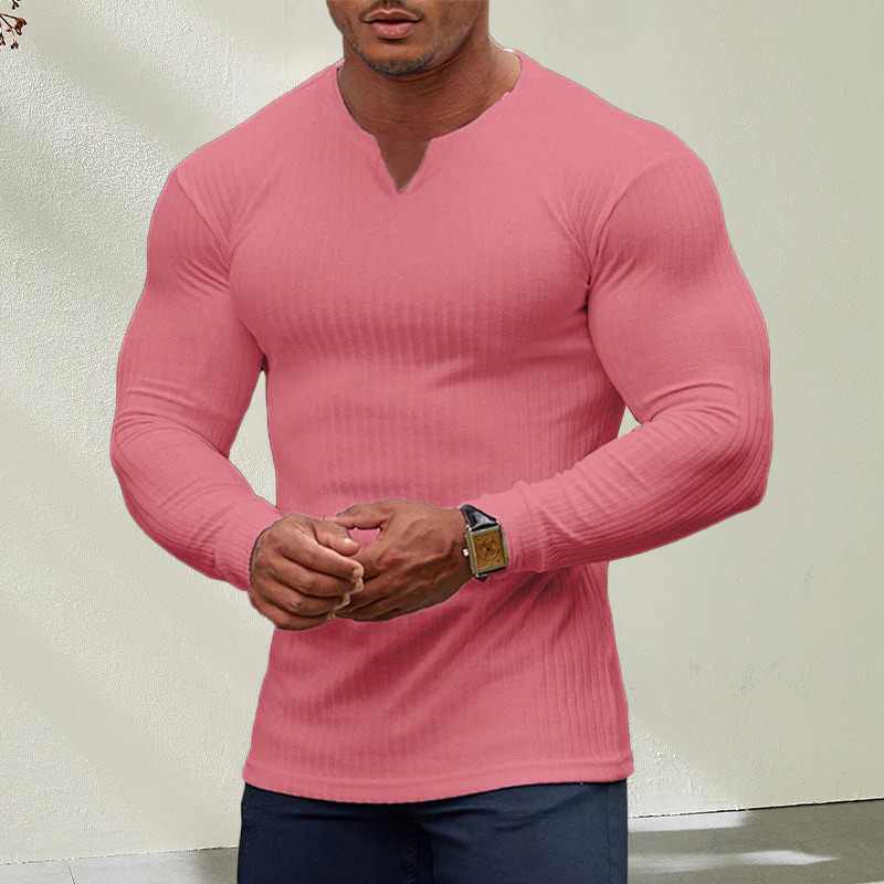 Men's V-Neck Basic Solid Color Shirt - Image 5