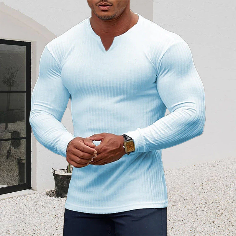 Men's V-Neck Basic Solid Color Shirt - Image 8