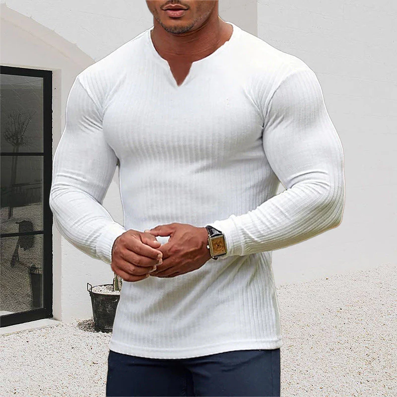 Men's V-Neck Basic Solid Color Shirt - Image 9