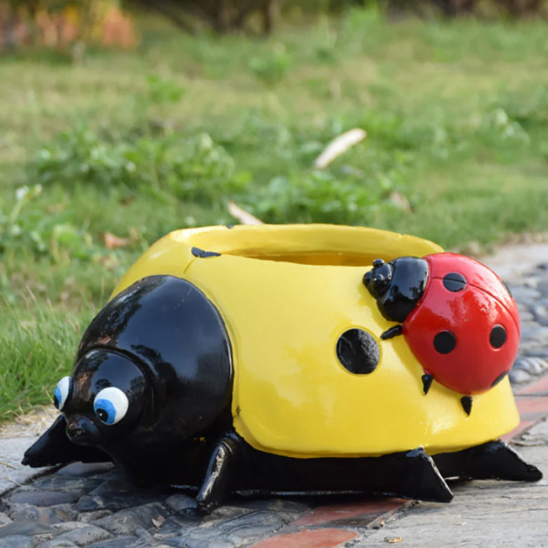 Metal Ladybug Flower Pot - Image 2