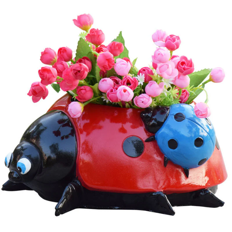 Metal Ladybug Flower Pot - Image 6