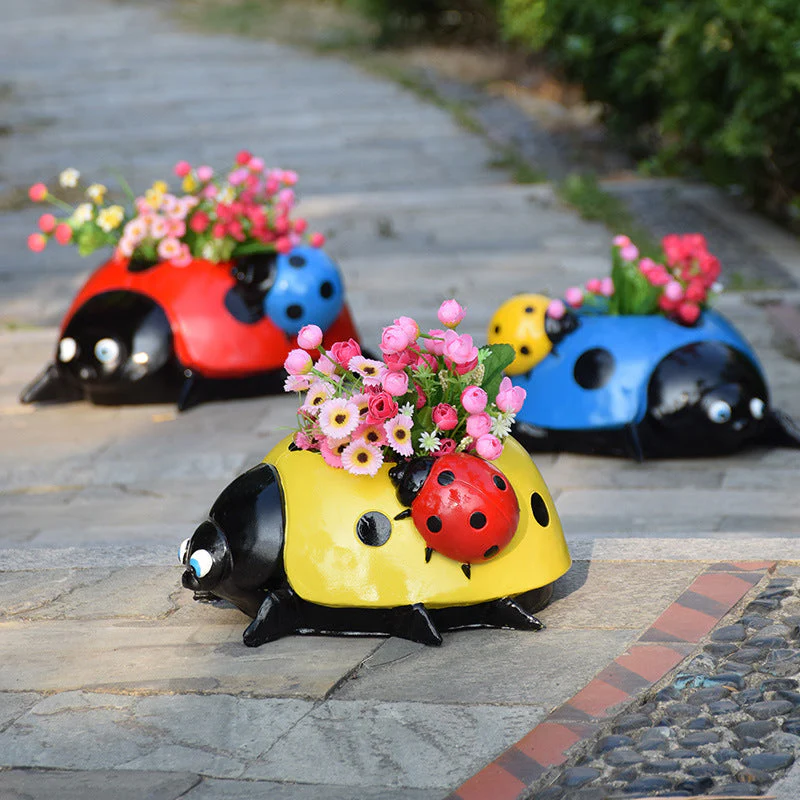 Metal Ladybug Flower Pot - Image 8