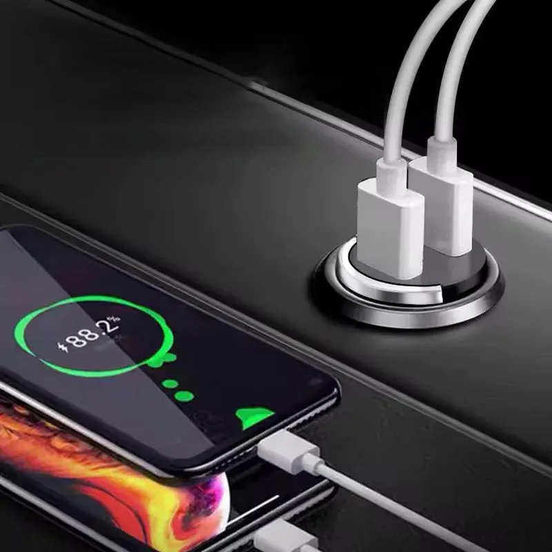 Metal Pull-Ring Invisible Fast Car Charger - Image 2