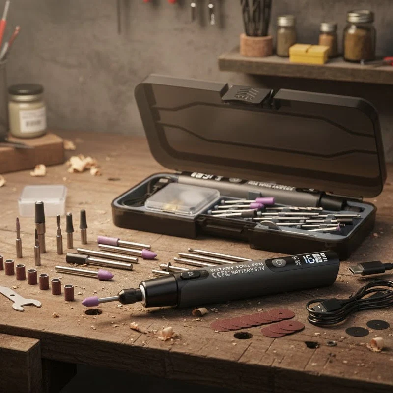 Mini Electric Rotary Tool Set with LED Light & Digital Display - Image 7