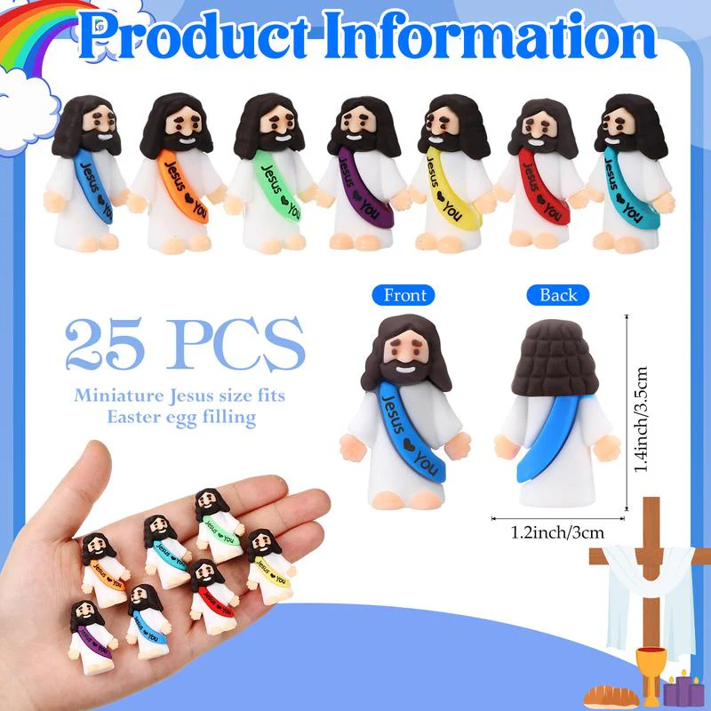 Mini Jesus Figurines With Jesus love You Slogan - Image 3