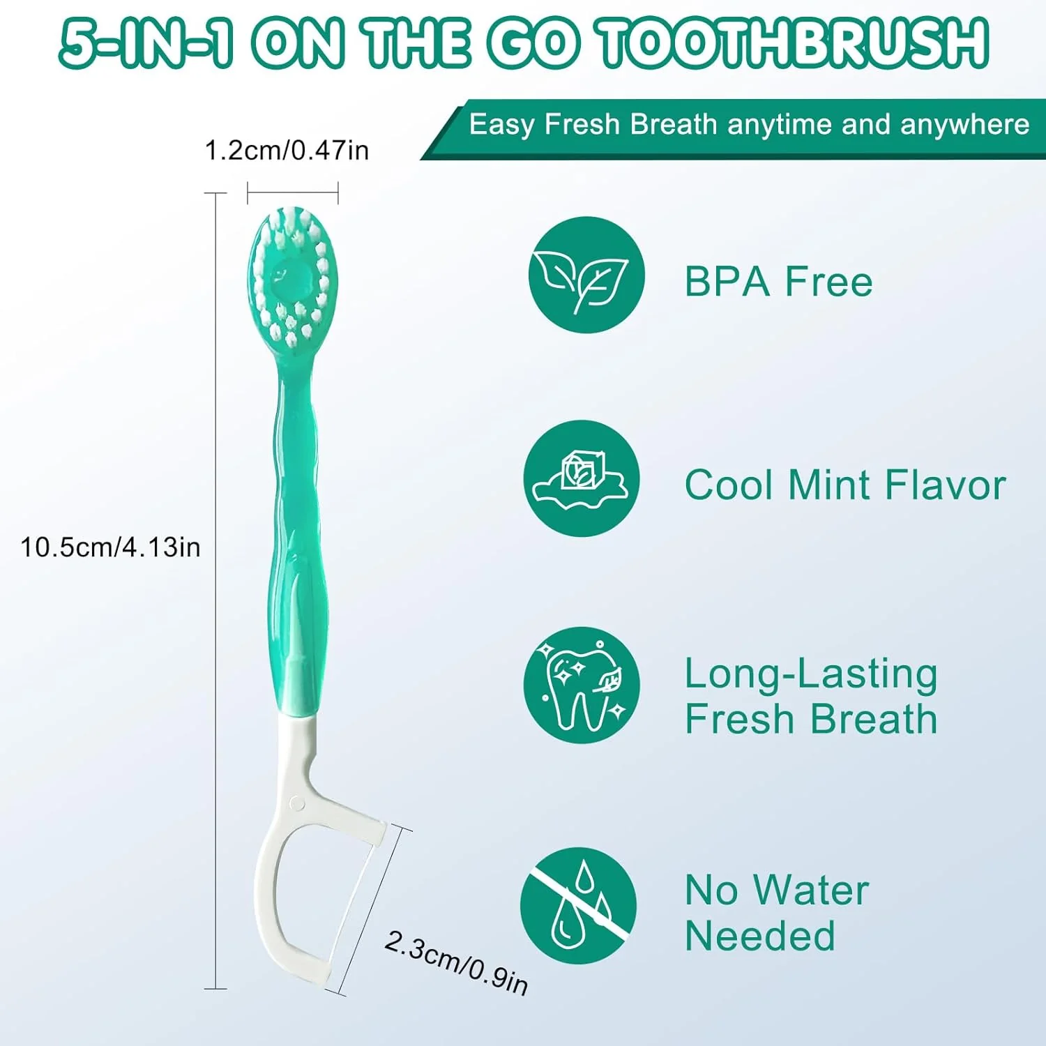 Mini Toothbrush 5 in 1 Tool (Toothpaste + Floss + Pick + Tongue Scraper) Portable Travel Set - Image 5