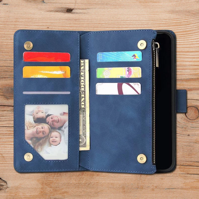 Multi-card Zipper Pocket Leather Case for iPhone - Image 3