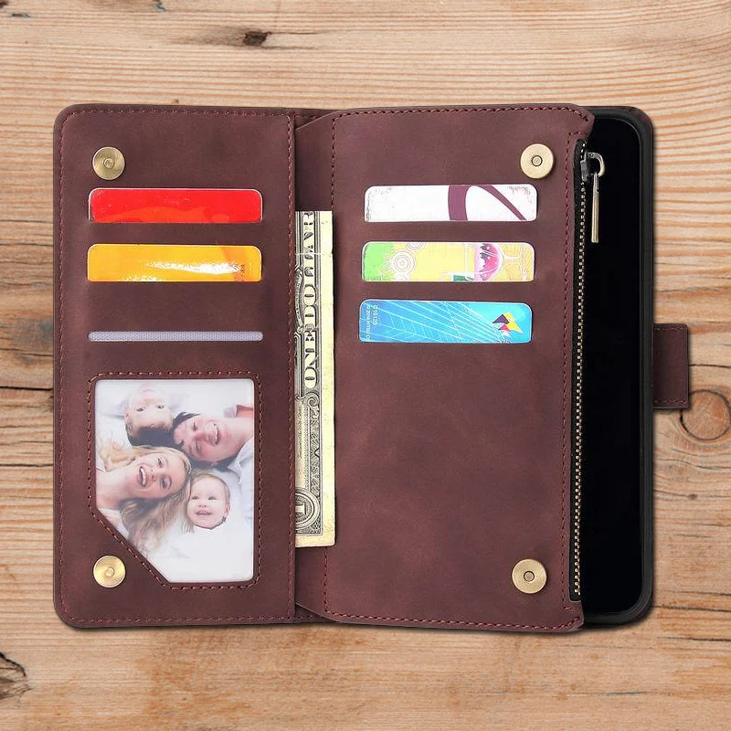 Multi-card Zipper Pocket Leather Case for iPhone - Image 4