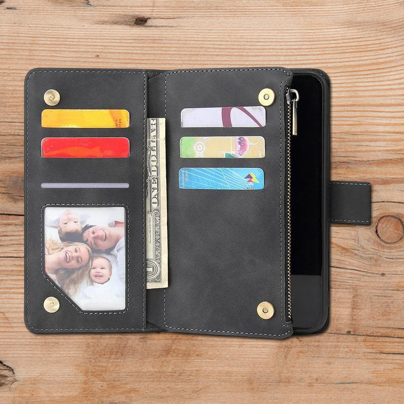 Multi-card Zipper Pocket Leather Case for iPhone - Image 5