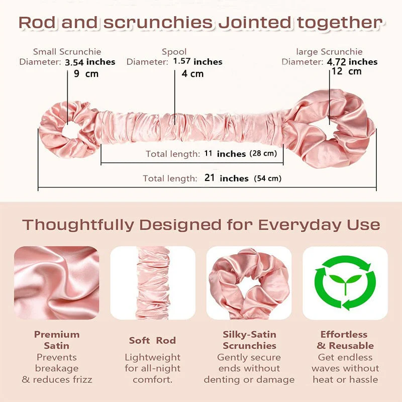Multi-function Satin Heatless Hair Curler & Hair Tie Non - Image 2