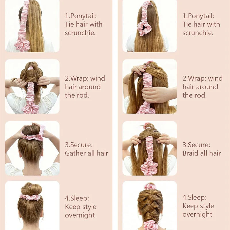 Multi-function Satin Heatless Hair Curler & Hair Tie Non - Image 7