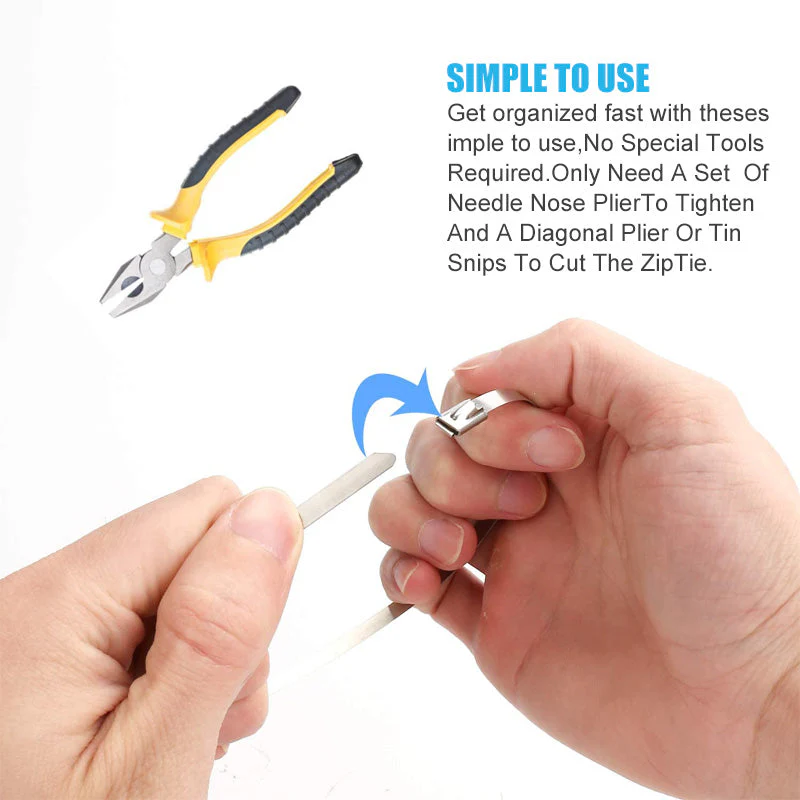 Multi-Purpose Locking Cable Metal Zip Ties (100 PCs) - Image 6