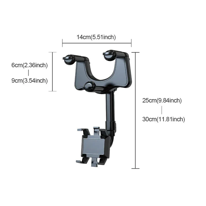 Multifunctional 360 Rotatable Car Rearview Mirror Phone Holder - Image 12